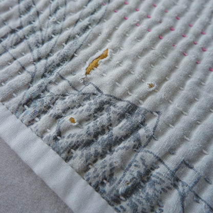 Vintage kantha kilt 멀티 매트【Blue-A】