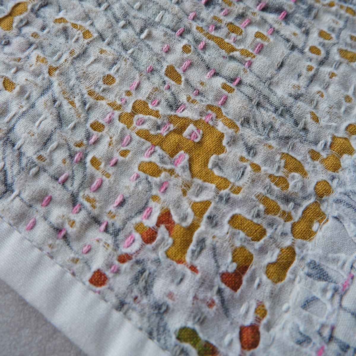 Vintage kantha kilt 멀티 매트【Blue-A】