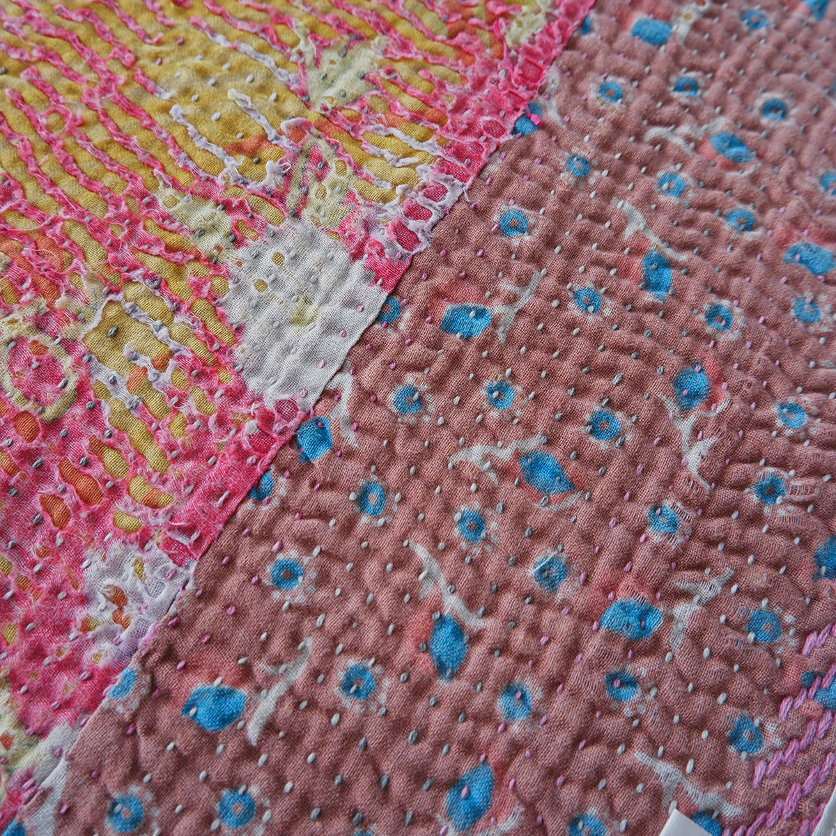 Vintage kantha kilt 멀티 매트【Blue-A】