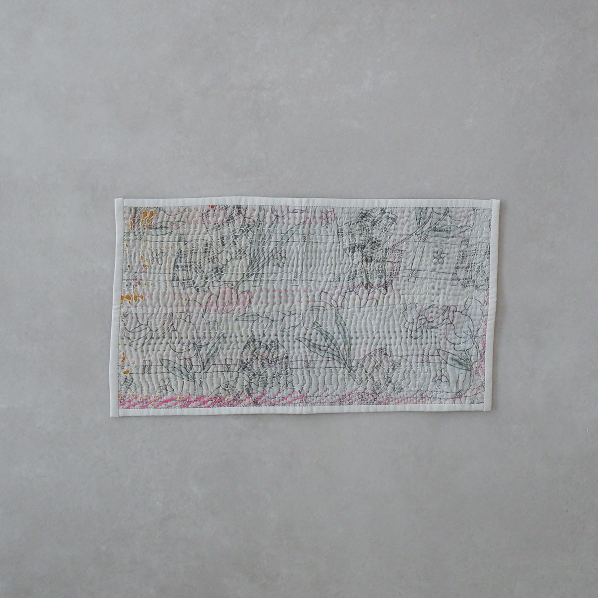 Vintage kantha kilt 멀티 매트[Blue×Green-A]