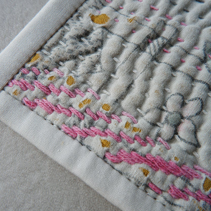 Vintage kantha kilt 멀티 매트[Blue×Green-A]