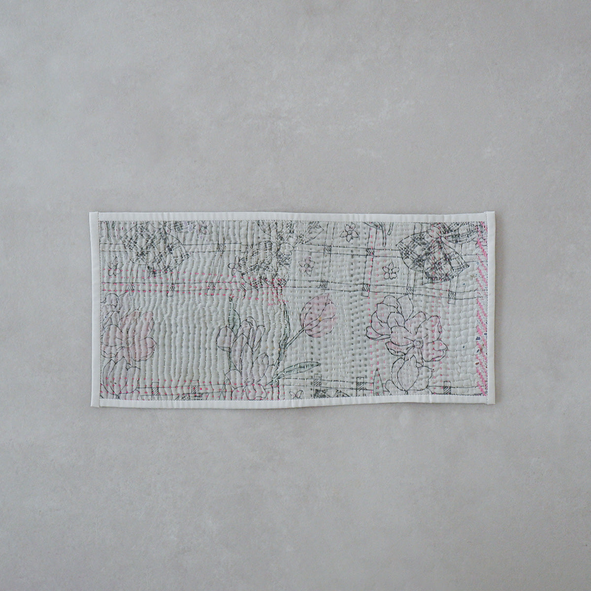 Vintage kantha kilt 멀티 매트[Blue×Green-A]