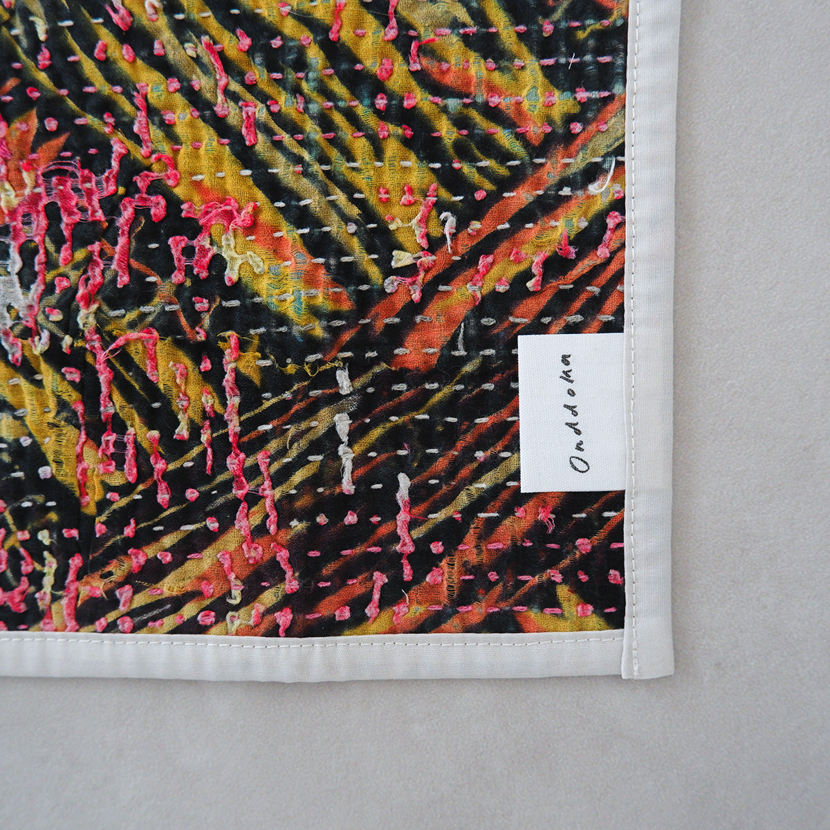 Vintage kantha kilt 멀티 매트[Blue×Green-A]