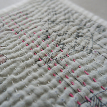 Vintage kantha kilt 멀티 매트[Blue×Green-A]