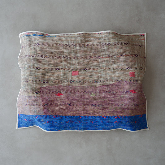 Vintage kantha quilt マルチマット【Beige×Blue-B】