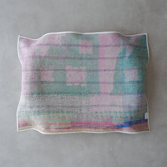 Vintage kantha quilt マルチマット【Beige×Blue-B】