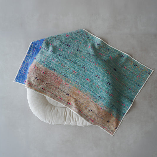 Vintage kantha quilt マルチマット【Green×Beige-A】