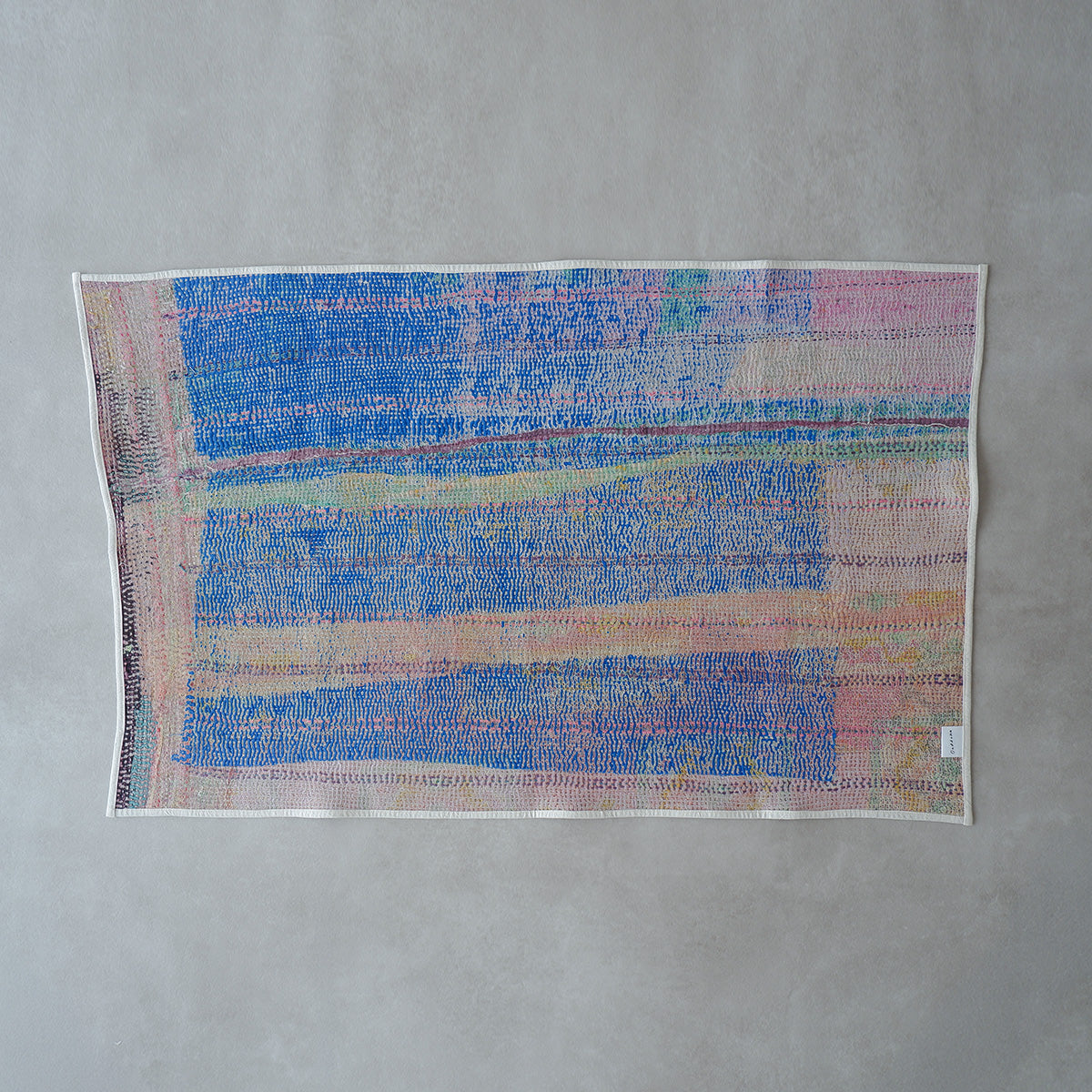 Vintage kantha quilt マルチマット【Green×Beige-A】