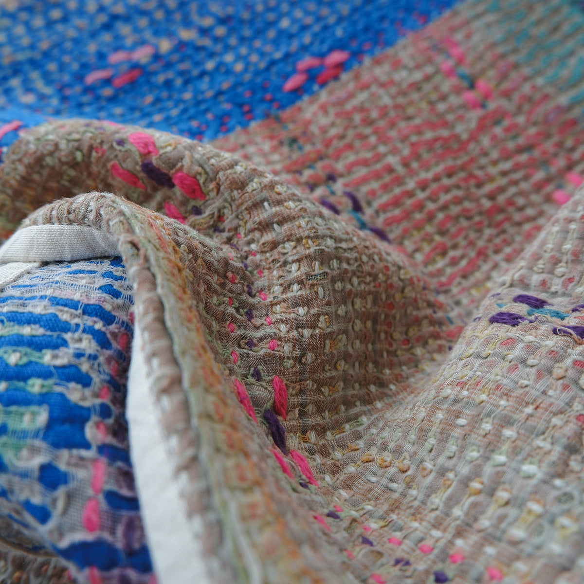 Vintage kantha quilt マルチマット【Green×Beige-A】