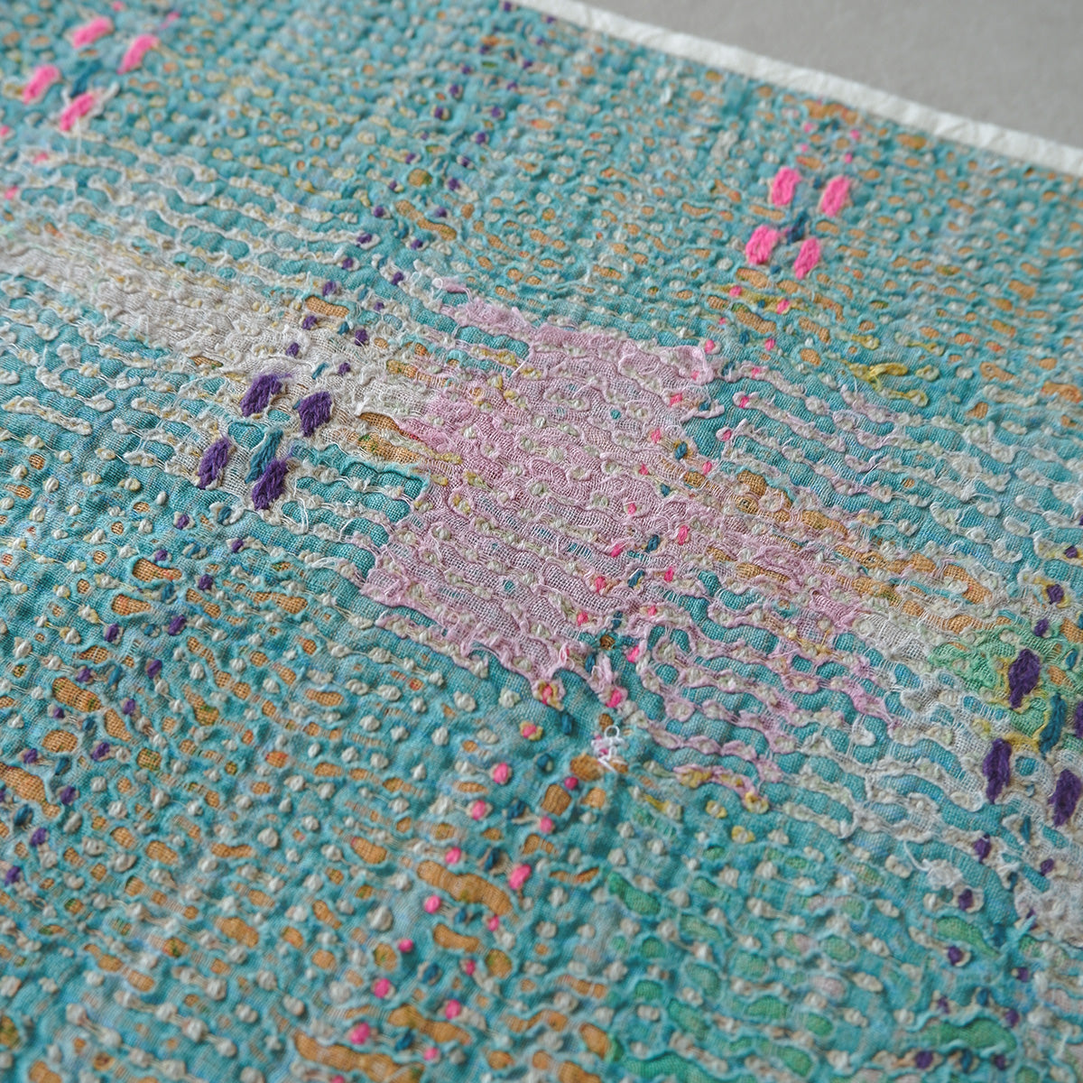 Vintage kantha quilt マルチマット【Green×Beige-B】