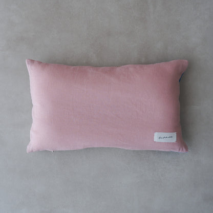 Vintage kantha quilt 猫にフィットするクッション【Beige×Blue-C】