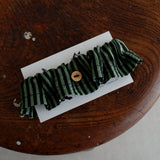 貓咪友善棉質項圈/荷葉邊【Green/black stripe】