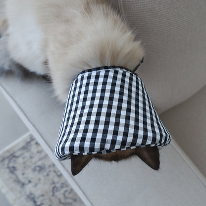 猫のやわらかエリザベスカラー【ハンドブロックプリント/Beige×Pink】