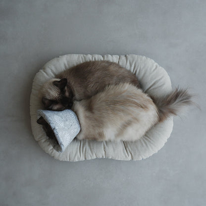 猫のやわらかエリザベスカラー【ハンドブロックプリント/Beige×Pink】