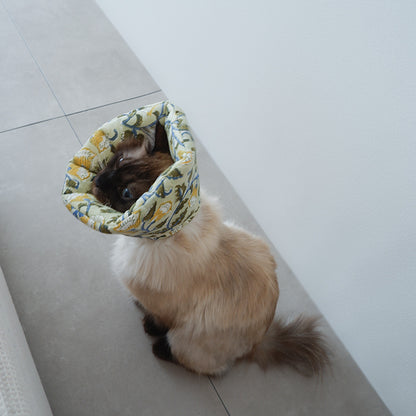 〈6/19発売〉猫のやわらかエリザベスカラー【ハンドブロックプリント/Pale Green】