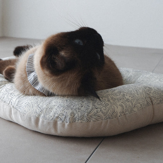 Fabric bed/ハンドブロックプリント×コットンリネン【キナリフラワー】