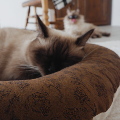 〈11/11(Tue) 발매〉Fabric bed(패브릭 베드)【Jacquard Flower/Brown】