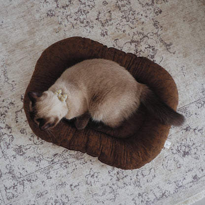 〈11/11(Tue) 발매〉Fabric bed(패브릭 베드)【Jacquard Flower/Brown】