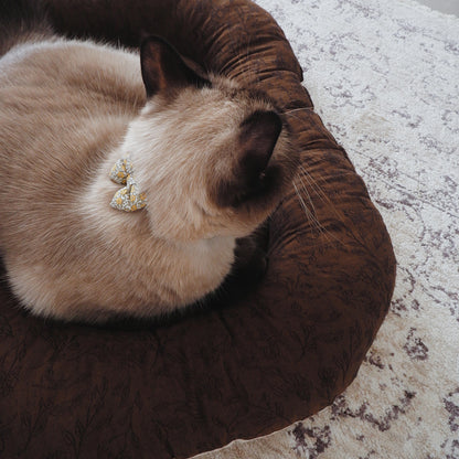 〈11/11(Tue) 발매〉Fabric bed(패브릭 베드)【Jacquard Flower/Brown】