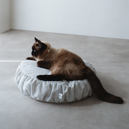 Pouf Cat Bed【ピンチェック/White】