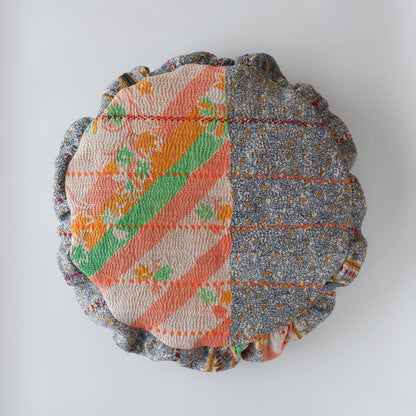 〈Vintage kantha quilt〉Pouf Cat Bed【Blue Flower-B】