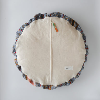 〈Vintage kantha quilt〉Pouf Cat Bed【Blue Flower-B】