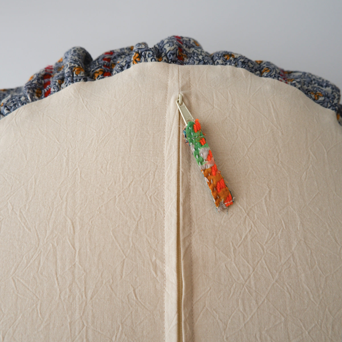 〈Vintage kantha quilt〉Pouf Cat Bed【Blue Flower-B】