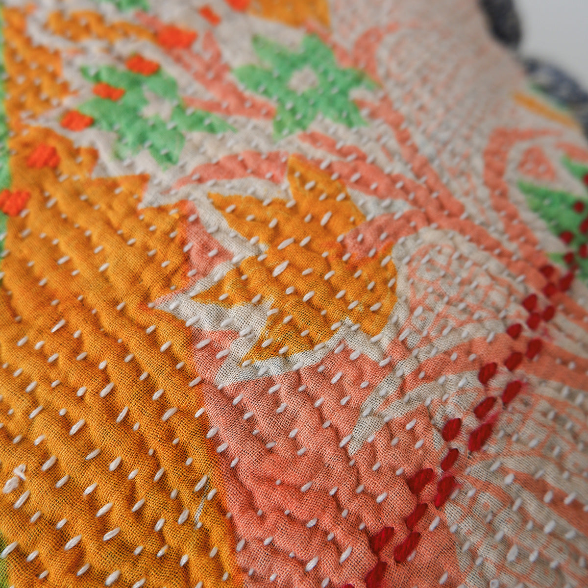 〈Vintage kantha quilt〉Pouf Cat Bed【Blue Flower-B】