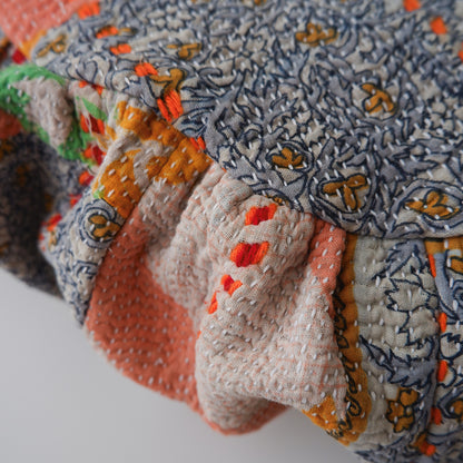 〈Vintage kantha quilt〉Pouf Cat Bed【Blue Flower-B】