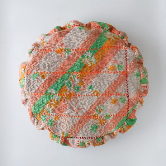 〈Vintage kantha quilt〉Pouf Cat Bed【Blue Flower-C】