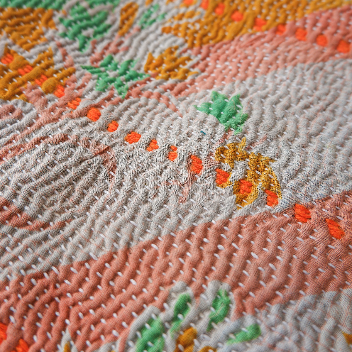 〈Vintage kantha quilt〉Pouf Cat Bed【Blue Flower-C】