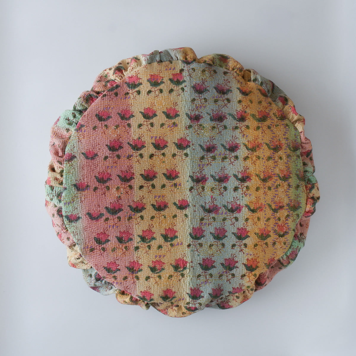 〈Vintage kantha quilt〉Pouf Cat Bed【Block Print-D】