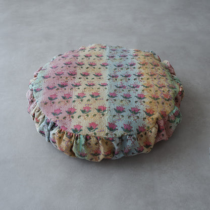 〈Vintage kantha quilt〉Pouf Cat Bed【Block Print-D】