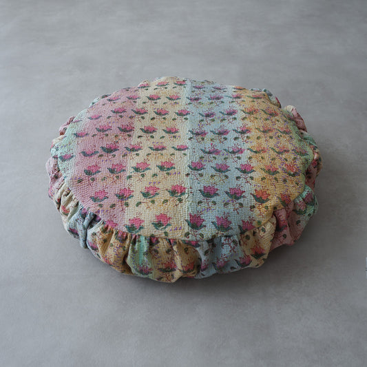 〈Vintage kantha quilt〉Pouf Cat Bed【Block Print-D】
