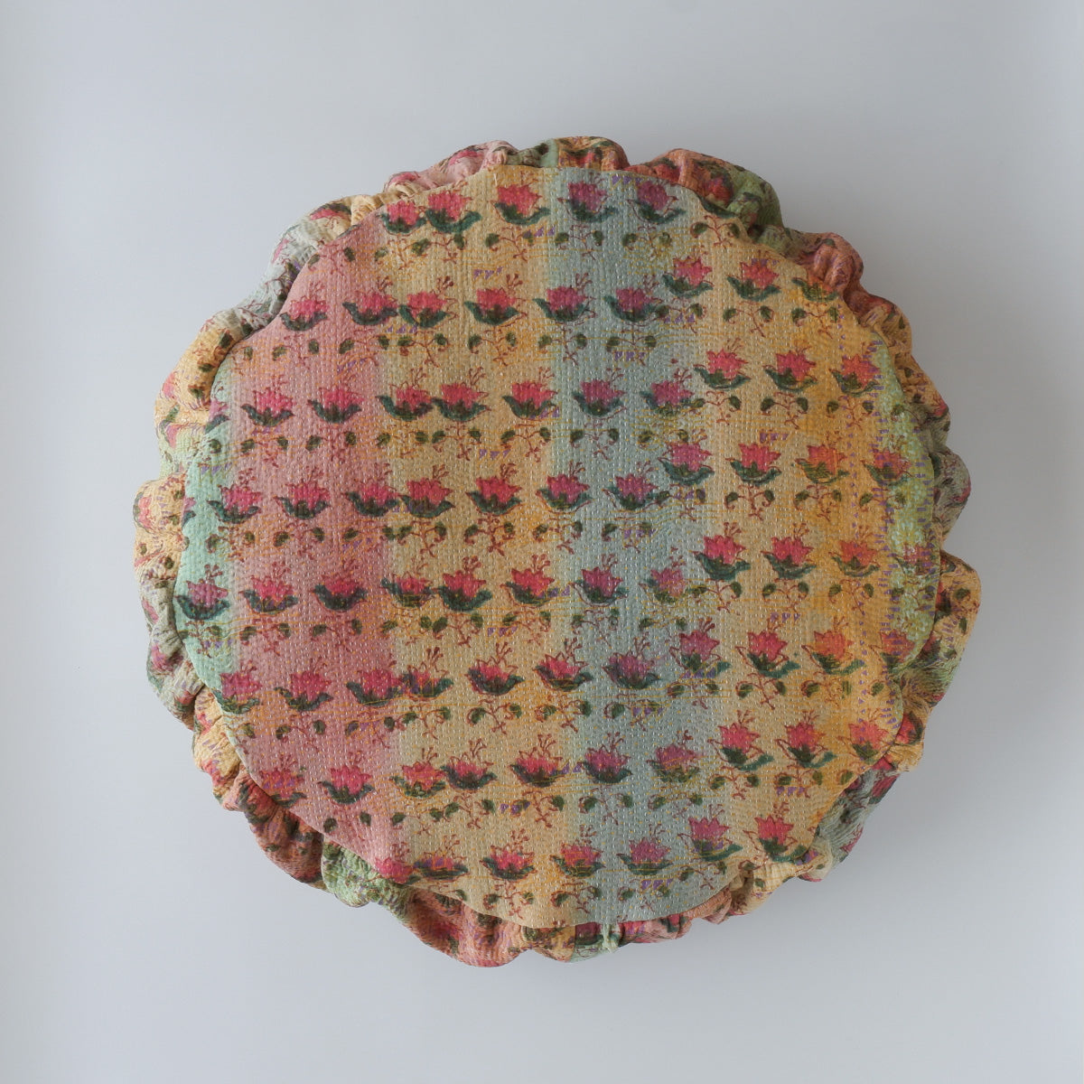 〈Vintage kantha quilt〉Pouf Cat Bed【Block Print-E】