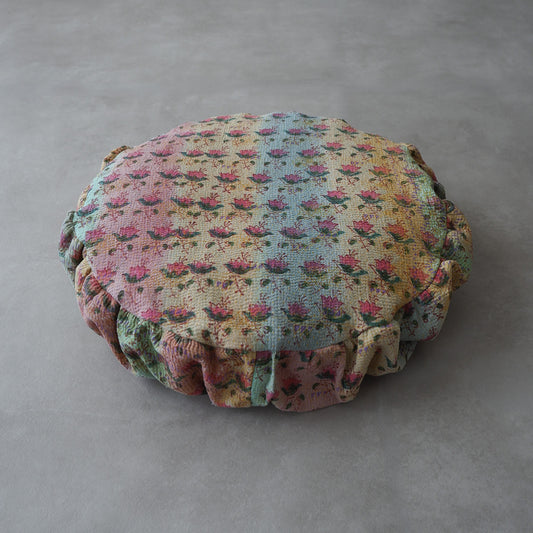 〈Vintage kantha quilt〉Pouf Cat Bed【Block Print-E】