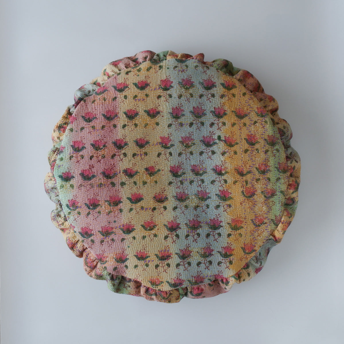 〈Vintage kantha quilt〉Pouf Cat Bed【Block Print-F】
