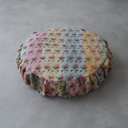 〈Vintage kantha quilt〉Pouf Cat Bed【Block Print-F】