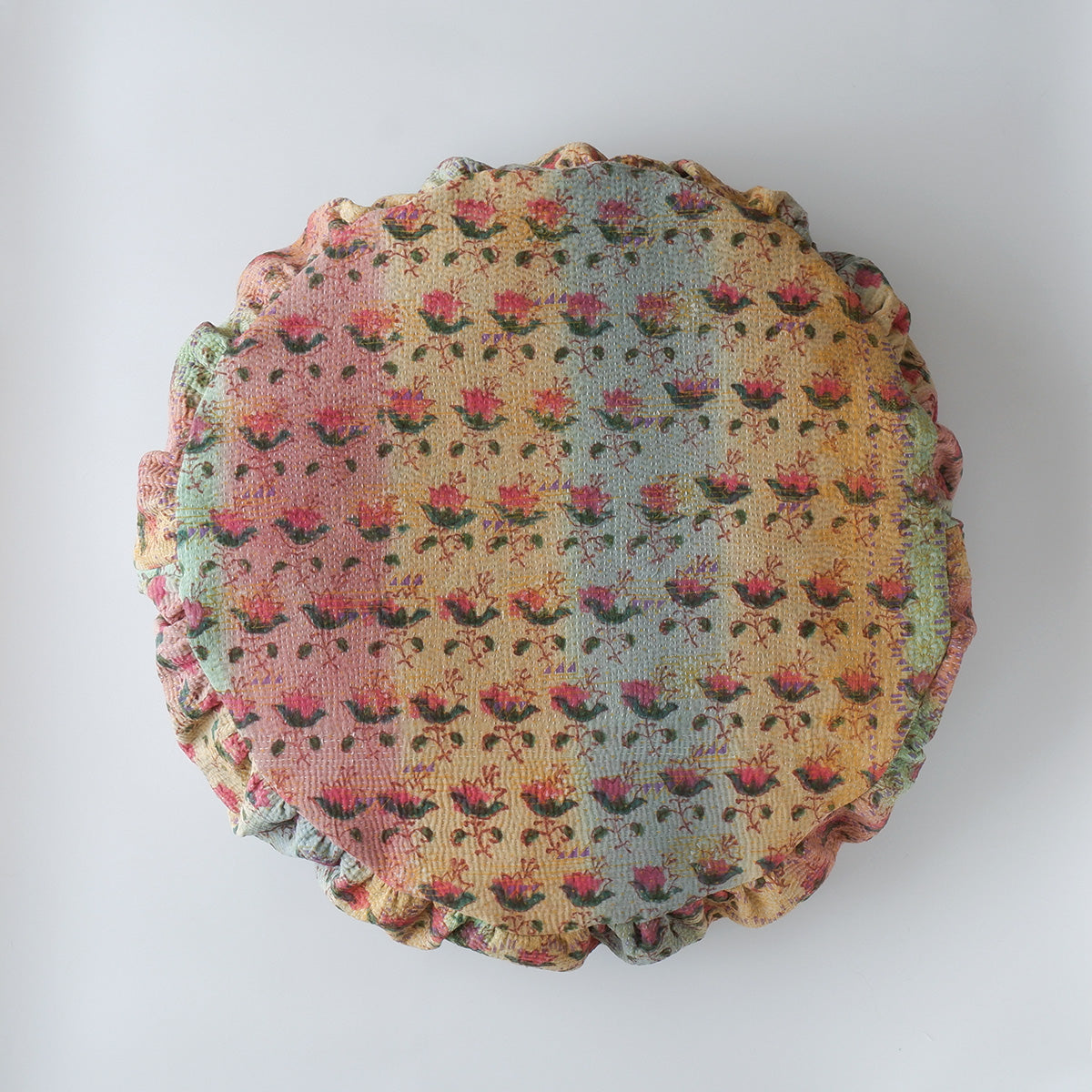 〈Vintage kantha quilt〉Pouf Cat Bed【Block Print-G】
