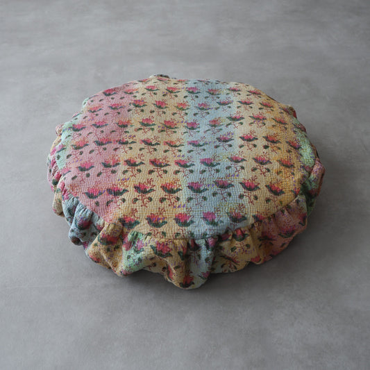 〈Vintage kantha quilt〉Pouf Cat Bed【Block Print-G】