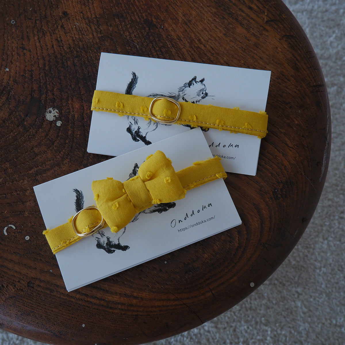 Cat-friendly cotton collar/without ribbon [Dot mignon/marigold] 