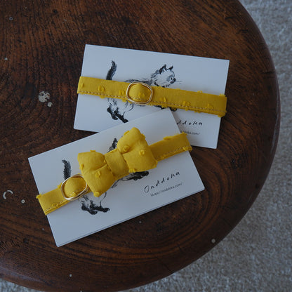 Cat-friendly cotton collar/without ribbon [Dot mignon/marigold] 