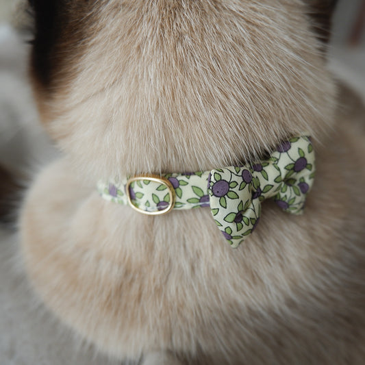 猫にやさしいコットン首輪/リボン【Liberty/Clementine】