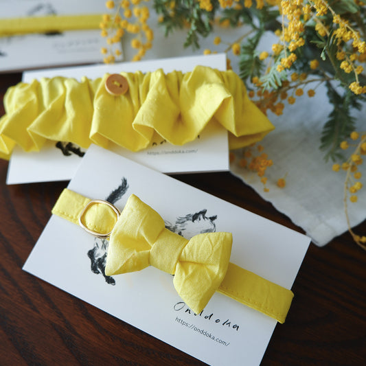 猫にやさしいコットン首輪/リボン【Mimosa】