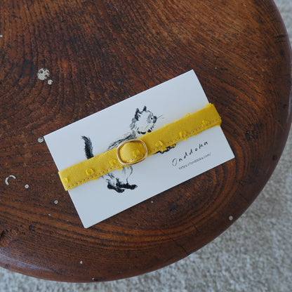 Cat-friendly cotton collar/without ribbon [Dot mignon/marigold] 