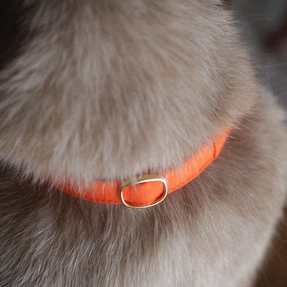 猫にやさしいコットン首輪/リボンなし【Orange/MW】