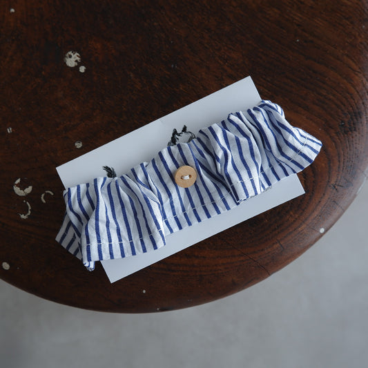 〈5/8発売〉猫にやさしいコットン首輪/フリル【Sunny days stripe/BU】