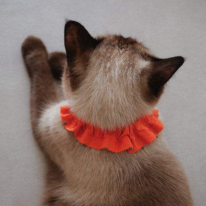 フレンチノット刺繍のフリル首輪【Orange/MW】