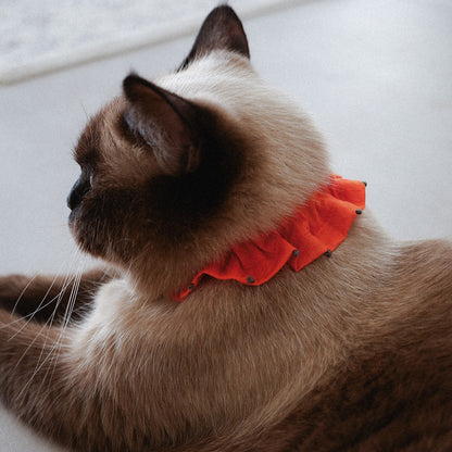 フレンチノット刺繍のフリル首輪【Orange/MW】