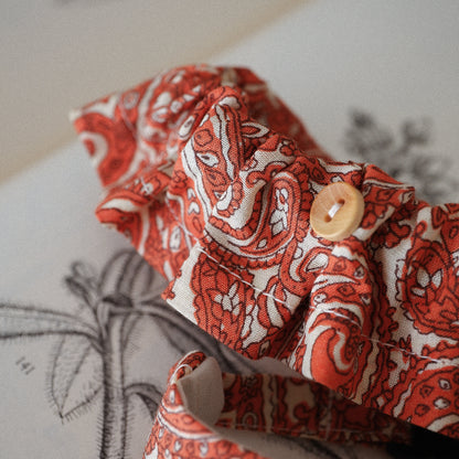 猫にやさしいコットン首輪/フリル【Paisley scarf/OR】